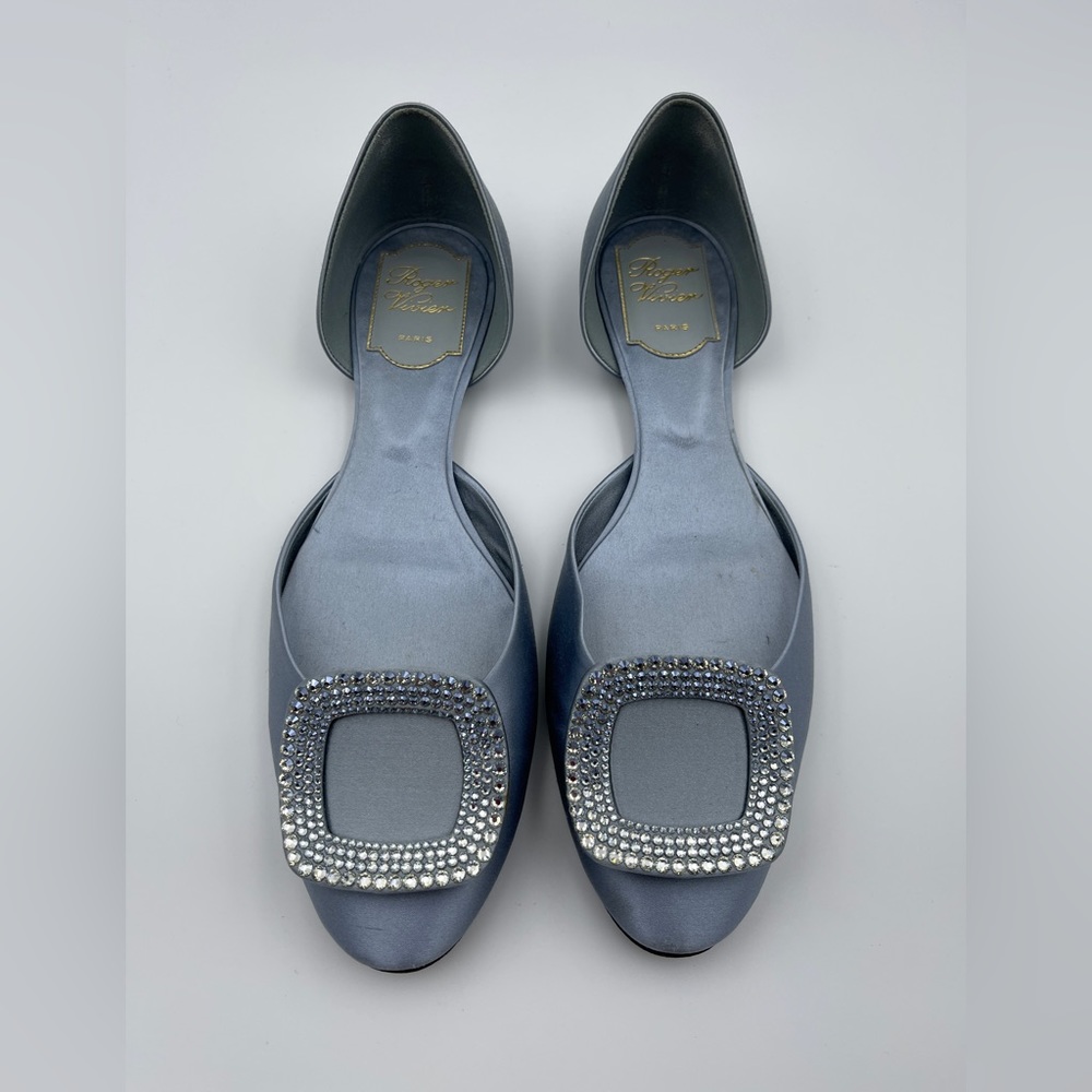 Authentic Roger Vivier Blue Saint Flat - Size 38